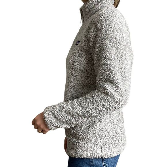 Patagonia Womens Light Gray Deep Pile Quarter Zip Fleece  Sweatshirt Sz M - Picture 7 of 8